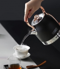 Westinghouse西屋電熱水壺家用304不銹鋼煮水壺自動斷電 復古電熱水壺1.5L黑色 WEK-C75